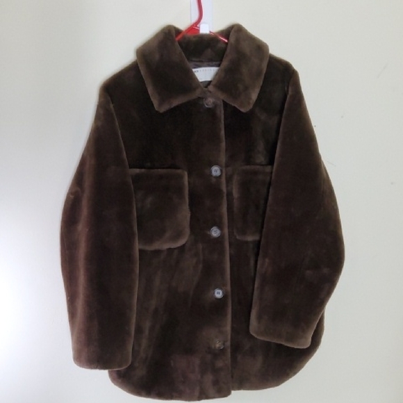 ASOS Jackets & Blazers - Asos Design Plush Brown Faux Fur Coat Size 6
